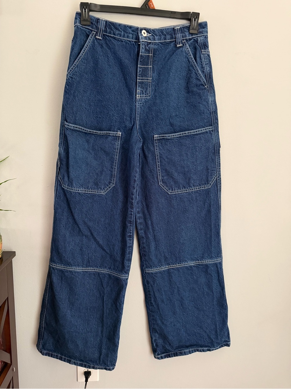 Collusion Unisex Super Baggy Wide Leg Jeans Street Wear 28 Waist Blue